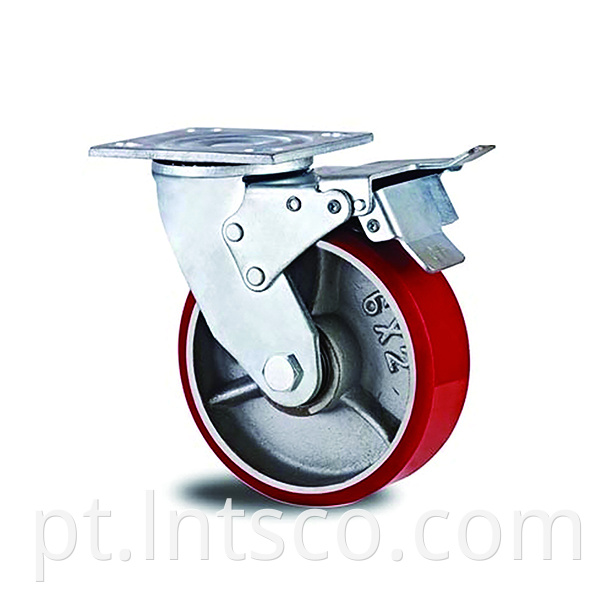 Heavy Duty PU on Iron Total Brake Casters